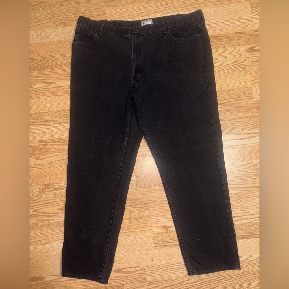 LL Bean Classic Fit Straight Leg Black Cotton Denim Jeans Men's Size 46x32